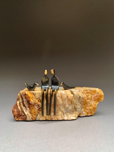 Soulmates with Birds 3.75", lovebirds couples sculpture