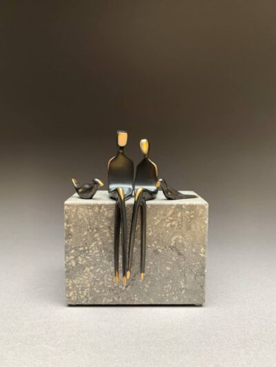 The Two of Us with Birds gray limestone