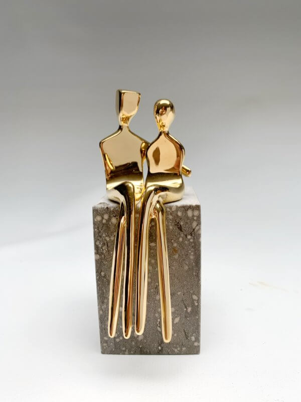 Gold Plated 4.5" Figures Mounted Sculpture couple