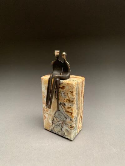 Miniature 8th anniversary bronze sculpture