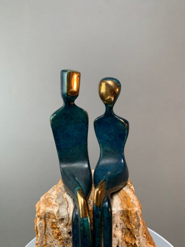 Elegant Couple: Teal Patina - Yenny Cocq Sculpture