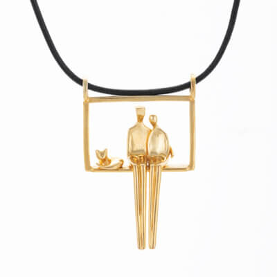 Couple with cat pendant