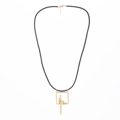 gold lady with cat pendant