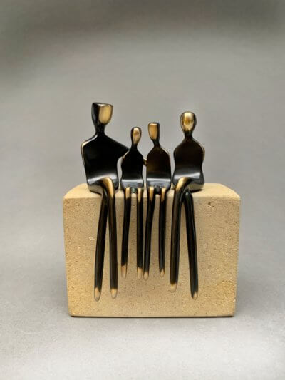 Children Sculpture, Gifts for her. Boy and girl Family of 4 - 4.5"