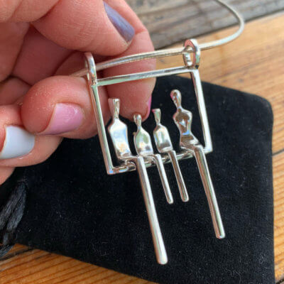 silver family of four pendant