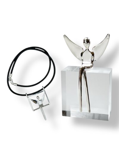Companion set Angel pendant and angel sculpture