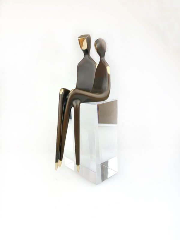 angle view The Two of Us 10" Bronze sculpture couple