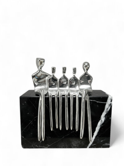 Studio sale, Family of 5 with 3 boys, silver plated figurines