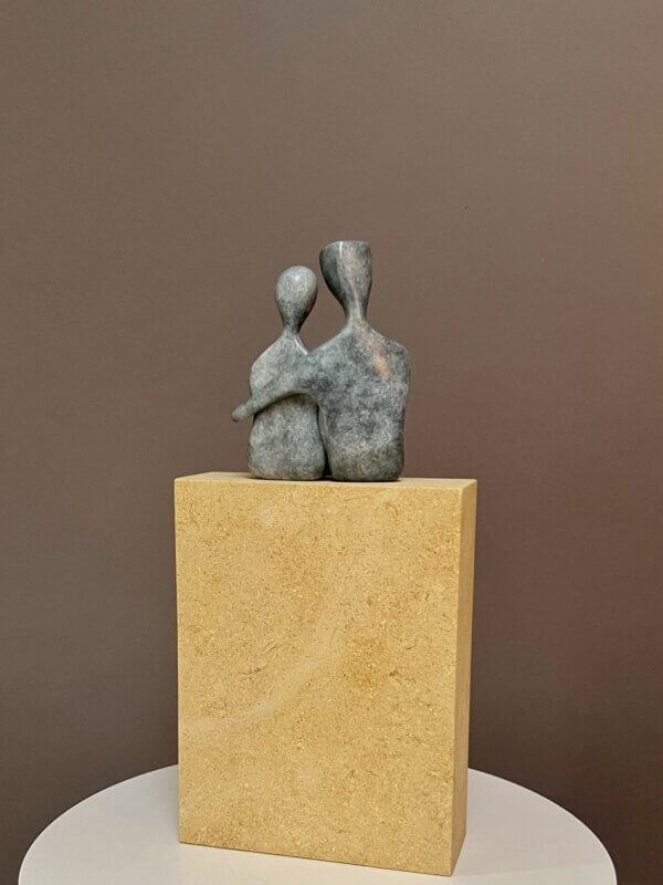 gray figurative sculpture, backside