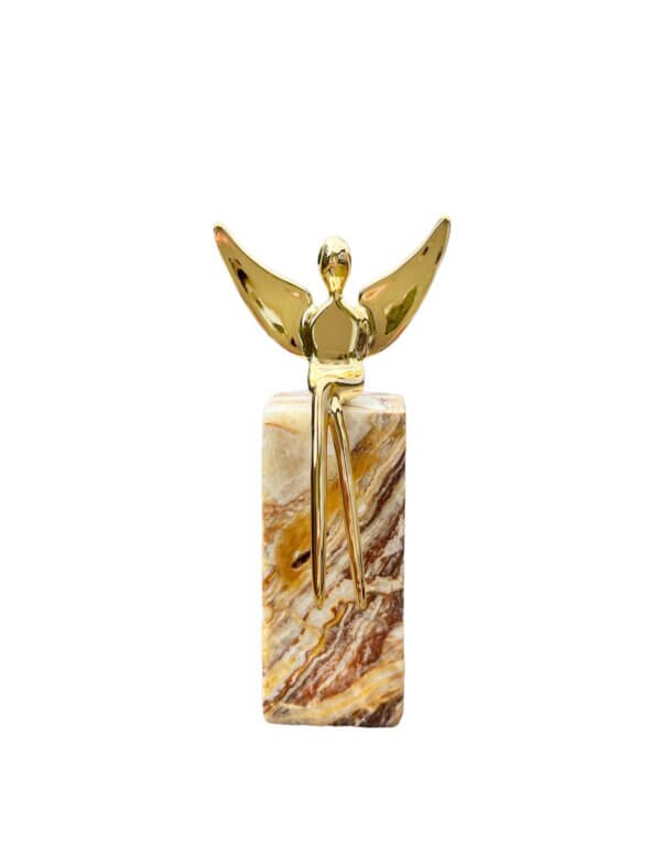 Golden Angel on onyx base miniature sculpture