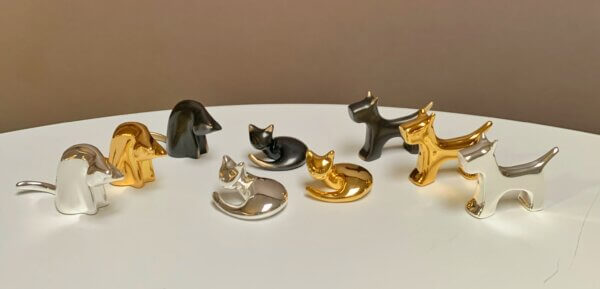 pet collection in bronze silver gold