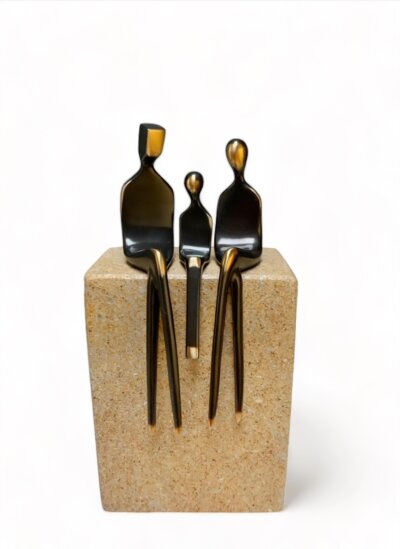 Family of 3 with baby 4.5" Bronze Sculpture gift
