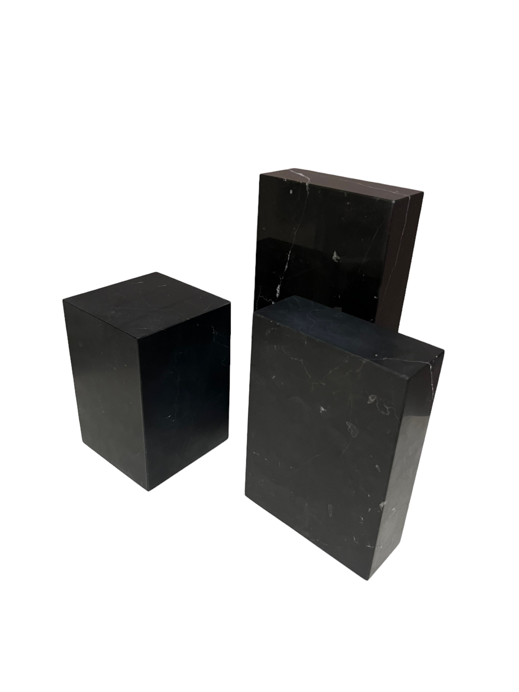 rectangular black marble plinth