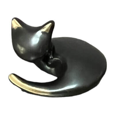 miniature bronze cat netsuke