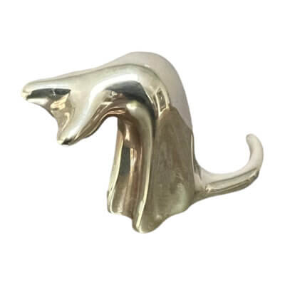 grooming cat miniature silver plated sculpture