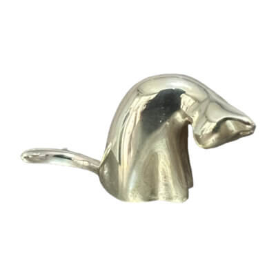 grooming cat miniature silver sculpture
