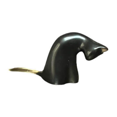grooming cat miniature bronze sculpture