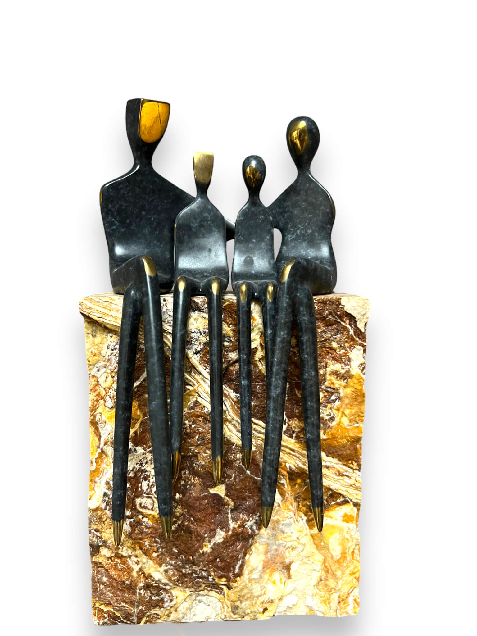 Unique bronze sculpture family of four