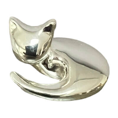 miniature silver cat netsuke