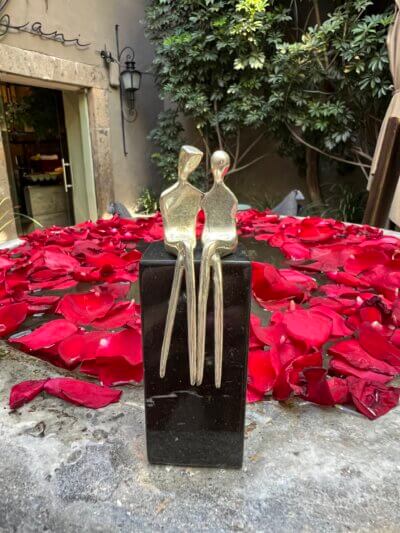 sterling silver anniversary couple sculpture by Yenny Cocq