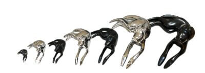  family dog in 3 sizes in stainless and black patina brpnze