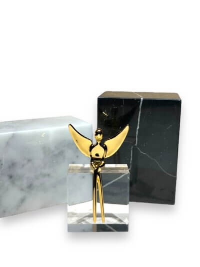 Small gold angel, sitting 3" tall