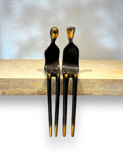 Soulmates 10-inch bronze figurative sculpture by artist Yenny Cocq