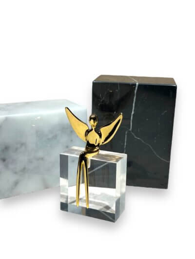 Small gold angel, sitting 3" tall