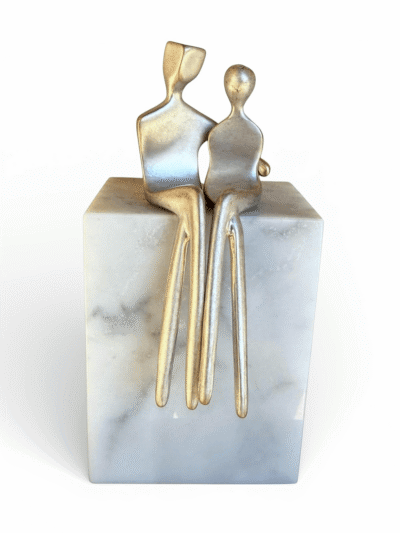 brushed silver couple statue